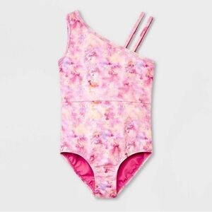Cat & Jack Pink Girls' Gymnastics Floral Spray Sleeveless Leotard/Swimsuit